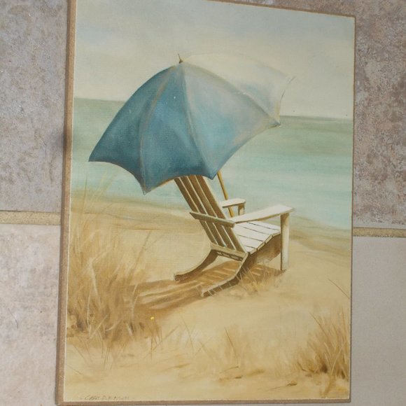 Beach side print on wood, 8.5"x6.5" - Picture 3 of 4